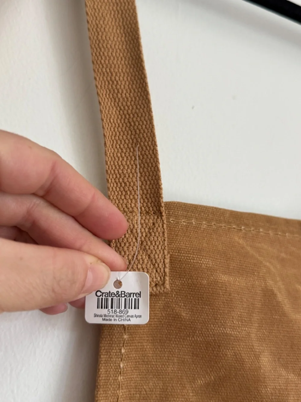 NWT! Crate & Barrel x Shinola Mackinac Waxed Canvas Apron | Tan Leather Trim | S